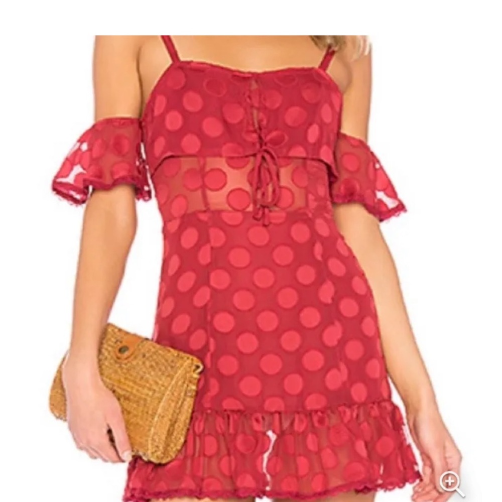 Tularosa red polka dot dress